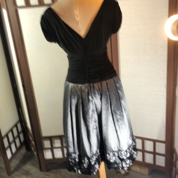 S.L. Fashions Black & Silver Evening Cocktail Party Surplice Dress 10 - Picture 5 of 16